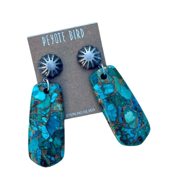 New - Turquoise Slab Earrings from Peyote Bird - Picture 6 of 11